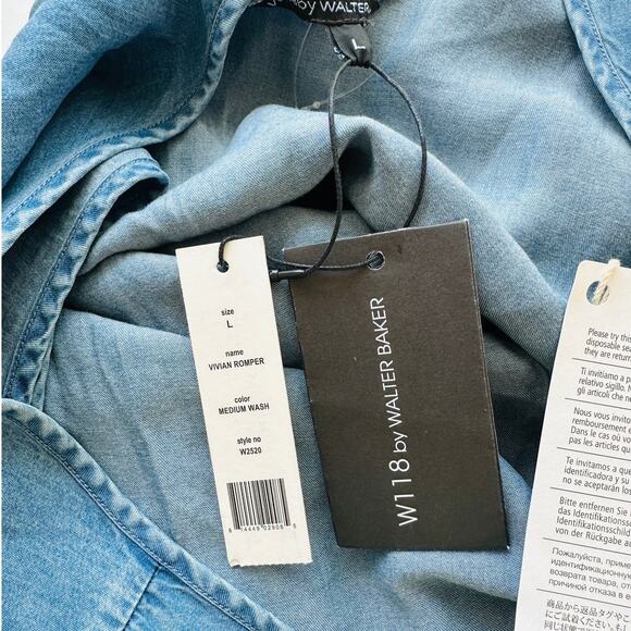 NWT W118 Vivian Scoop Neck, Sleeveless, Half Button drawstring waist Romper L - Picture 7 of 11